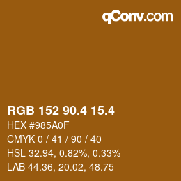カラーコード: RGB 152 90.4 15.4 | qconv.com
