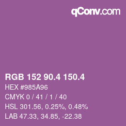 カラーコード: RGB 152 90.4 150.4 | qconv.com