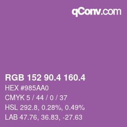カラーコード: RGB 152 90.4 160.4 | qconv.com