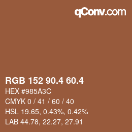 カラーコード: RGB 152 90.4 60.4 | qconv.com