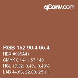 カラーコード: RGB 152 90.4 65.4 | qconv.com