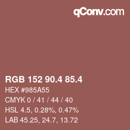 カラーコード: RGB 152 90.4 85.4 | qconv.com
