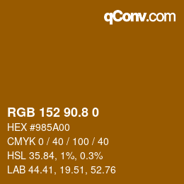カラーコード: RGB 152 90.8 0 | qconv.com