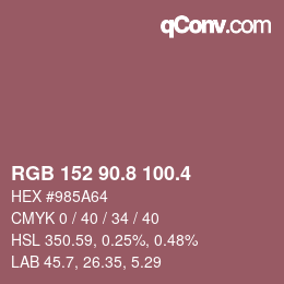 カラーコード: RGB 152 90.8 100.4 | qconv.com