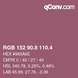 カラーコード: RGB 152 90.8 110.4 | qconv.com