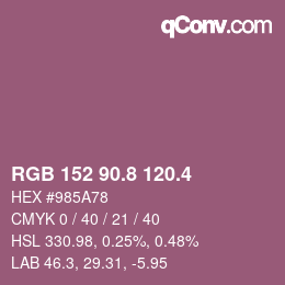 カラーコード: RGB 152 90.8 120.4 | qconv.com
