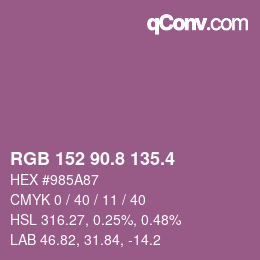 カラーコード: RGB 152 90.8 135.4 | qconv.com