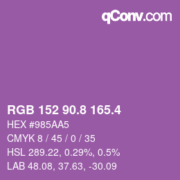 カラーコード: RGB 152 90.8 165.4 | qconv.com