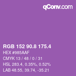 カラーコード: RGB 152 90.8 175.4 | qconv.com