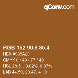 カラーコード: RGB 152 90.8 35.4 | qconv.com