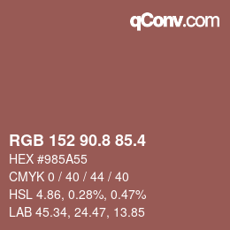 カラーコード: RGB 152 90.8 85.4 | qconv.com