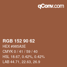 Color code: RGB 152 90 62 | qconv.com