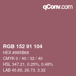 Color code: RGB 152 91 104 | qconv.com