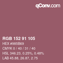 Color code: RGB 152 91 105 | qconv.com