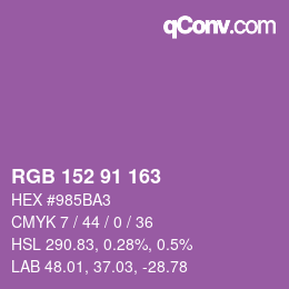 Color code: RGB 152 91 163 | qconv.com
