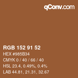 Color code: RGB 152 91 52 | qconv.com