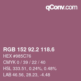 カラーコード: RGB 152 92.2 118.6 | qconv.com