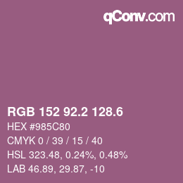カラーコード: RGB 152 92.2 128.6 | qconv.com