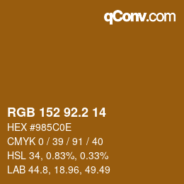 カラーコード: RGB 152 92.2 14 | qconv.com