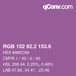 カラーコード: RGB 152 92.2 153.6 | qconv.com