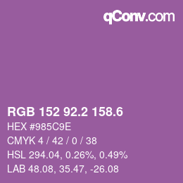 カラーコード: RGB 152 92.2 158.6 | qconv.com