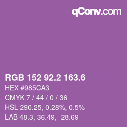 カラーコード: RGB 152 92.2 163.6 | qconv.com