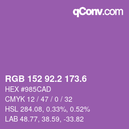 カラーコード: RGB 152 92.2 173.6 | qconv.com