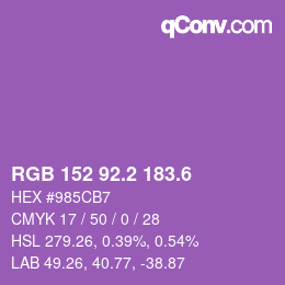 カラーコード: RGB 152 92.2 183.6 | qconv.com