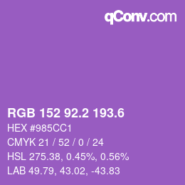 カラーコード: RGB 152 92.2 193.6 | qconv.com