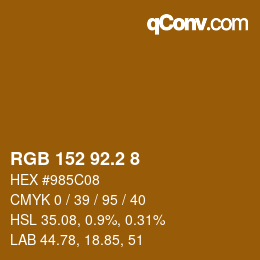 カラーコード: RGB 152 92.2 8 | qconv.com