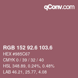 カラーコード: RGB 152 92.6 103.6 | qconv.com