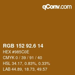 カラーコード: RGB 152 92.6 14 | qconv.com