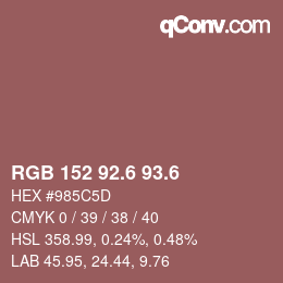 カラーコード: RGB 152 92.6 93.6 | qconv.com