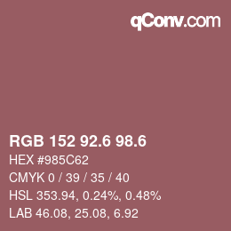 カラーコード: RGB 152 92.6 98.6 | qconv.com