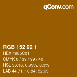 カラーコード: RGB 152 92 1 | qconv.com