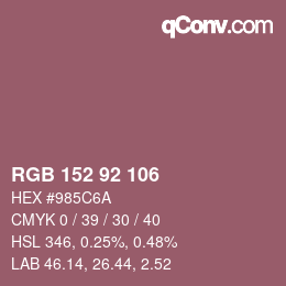カラーコード: RGB 152 92 106 | qconv.com