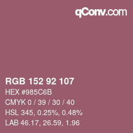 カラーコード: RGB 152 92 107 | qconv.com