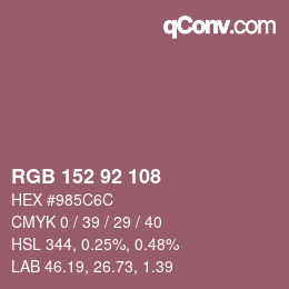 カラーコード: RGB 152 92 108 | qconv.com