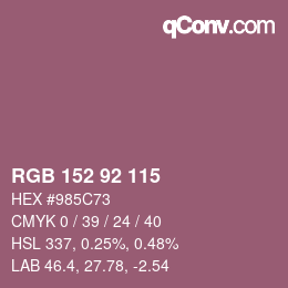 カラーコード: RGB 152 92 115 | qconv.com