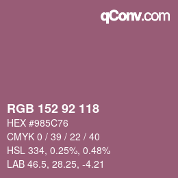 Color code: RGB 152 92 118 | qconv.com