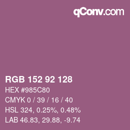 カラーコード: RGB 152 92 128 | qconv.com