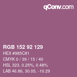 カラーコード: RGB 152 92 129 | qconv.com