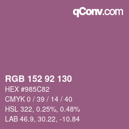 カラーコード: RGB 152 92 130 | qconv.com
