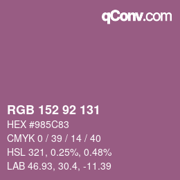 カラーコード: RGB 152 92 131 | qconv.com