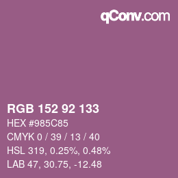カラーコード: RGB 152 92 133 | qconv.com