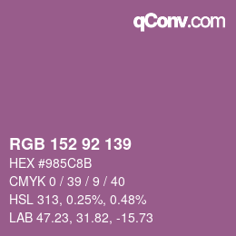 カラーコード: RGB 152 92 139 | qconv.com