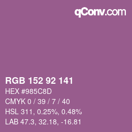 カラーコード: RGB 152 92 141 | qconv.com