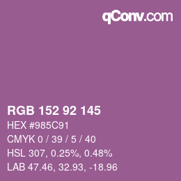 カラーコード: RGB 152 92 145 | qconv.com
