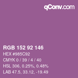 カラーコード: RGB 152 92 146 | qconv.com