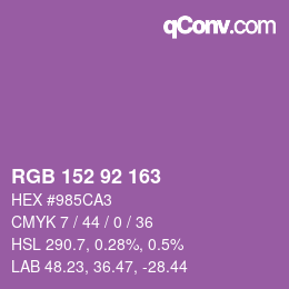 颜色代码: RGB 152 92 163 | qconv.com